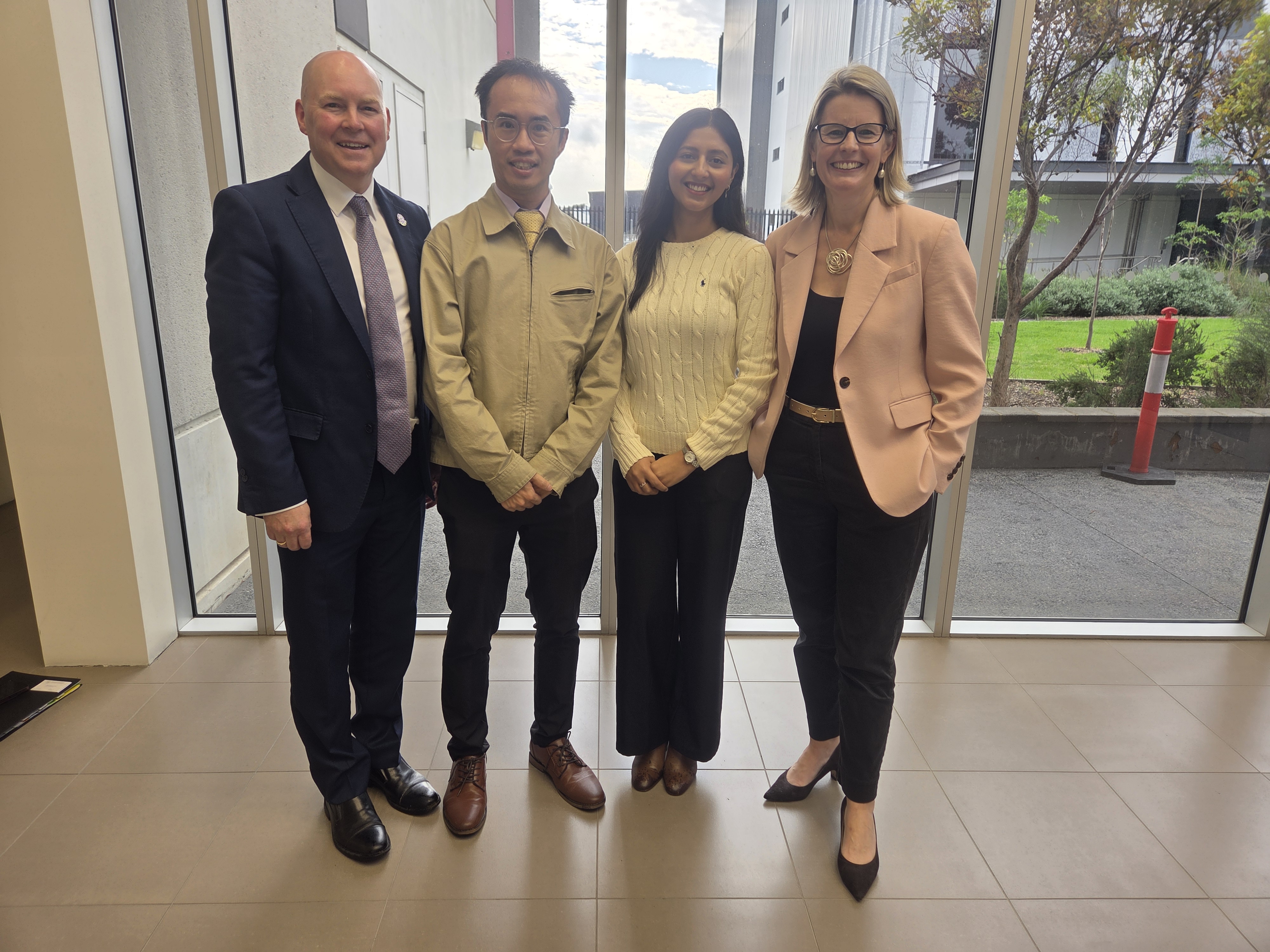 Department for Child Protection Deputy Chief Executive Darian Shephard-Bayly, Adelaide University Equity Placement Coordinator Jeremy Seow, Adelaide University medical student Sanjhi Shah and Minister for Child Protection Alice Rolls.