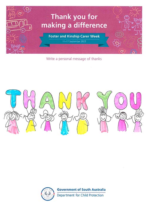 A thank you message to carers