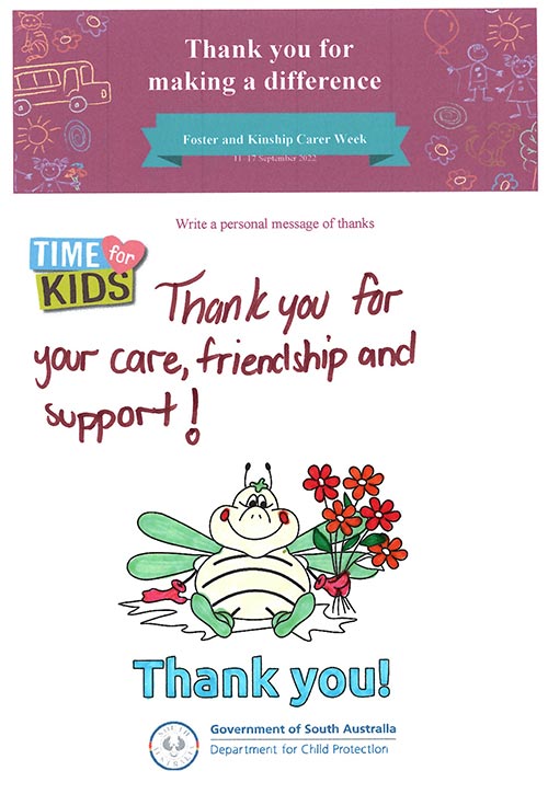 A thank you message to carers