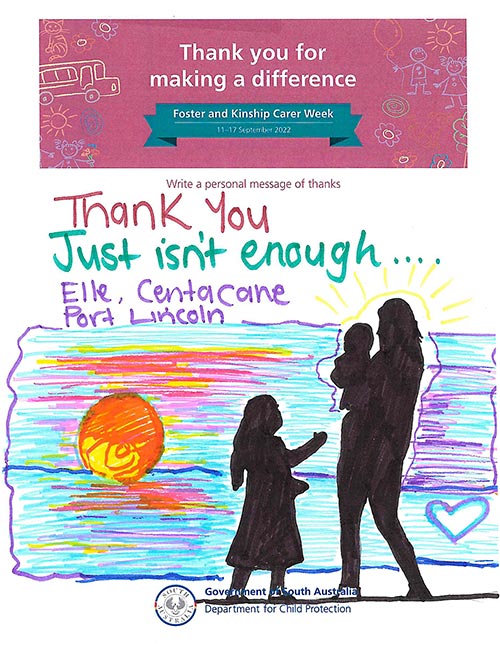 A thank you message to carers