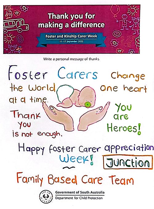 A thank you message to carers