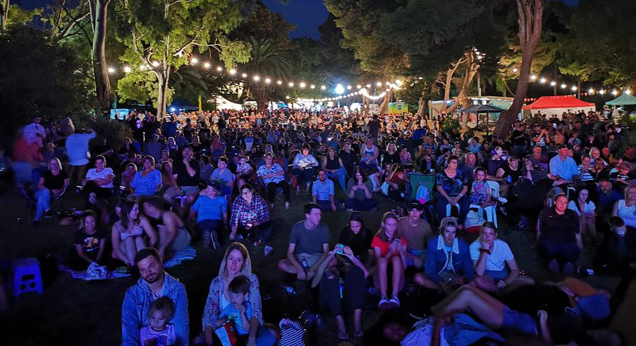 Photo: Crowd gathered at night for Cuttlefest